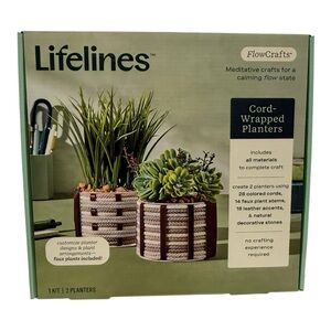 Lifelines FlowCrafts Cord-Wrapped Planters Craft Kit – Makes 2 Planters NEW